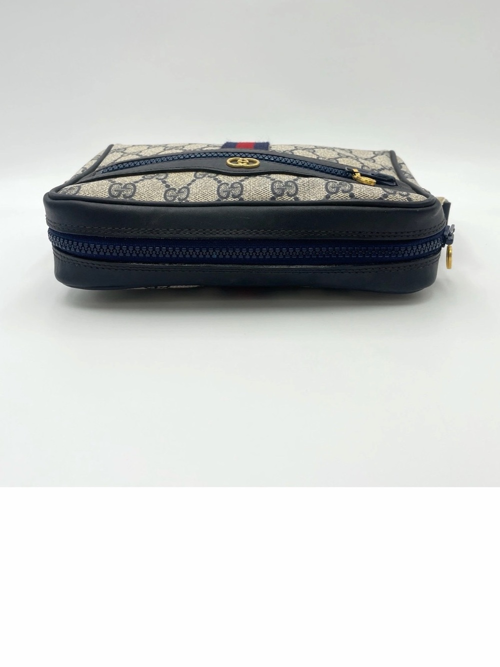 Authentic Gucci GG Supreme Sherry Line Leather Navy Shoulder Bag comes with COA - Picture 5 of 12